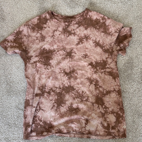 lululemon athletica Tops - Lululemon Brown and Pink Tie-Dye Work-Out T-Shirt